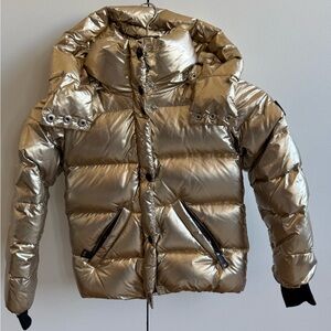 Sam girls gold puffer down jacket with hood